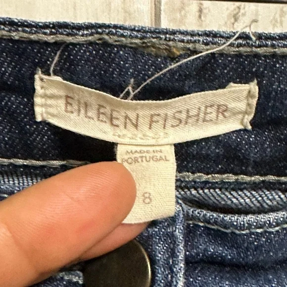 Eileen Fisher Organic Cotton Denim Dark Wash Jeans Size 8 - Picture 4 of 5